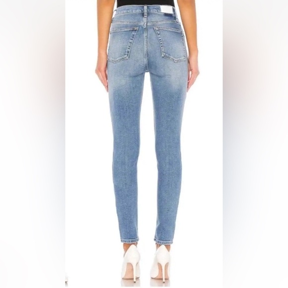 RE/DONE Ultra High Rise Button Fly Distressed Fade Away Dust Skinny Jeans - Picture 2 of 11